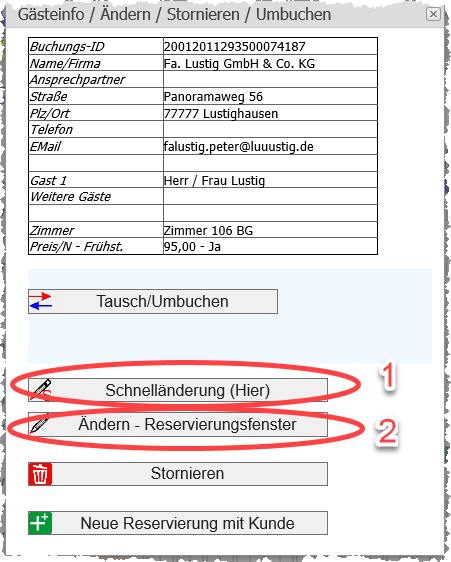 Hotelsoftware Belegungskalender umbuchen