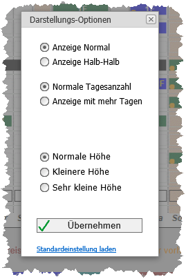 Hotelsoftware Belegungsplan Optionen