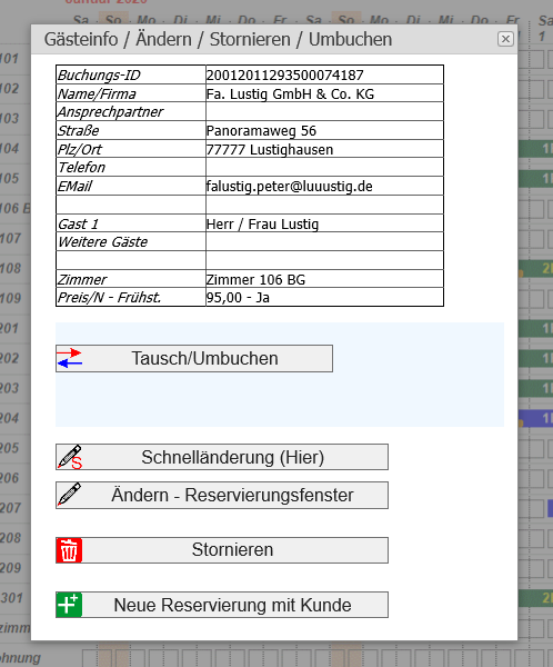 Hotelsoftware Belegungskalender