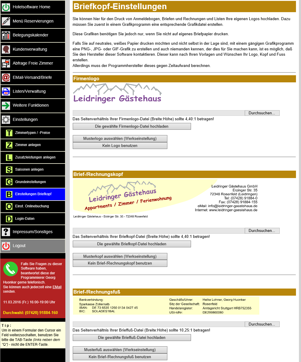 Hotelsoftware Grundeinstellungen