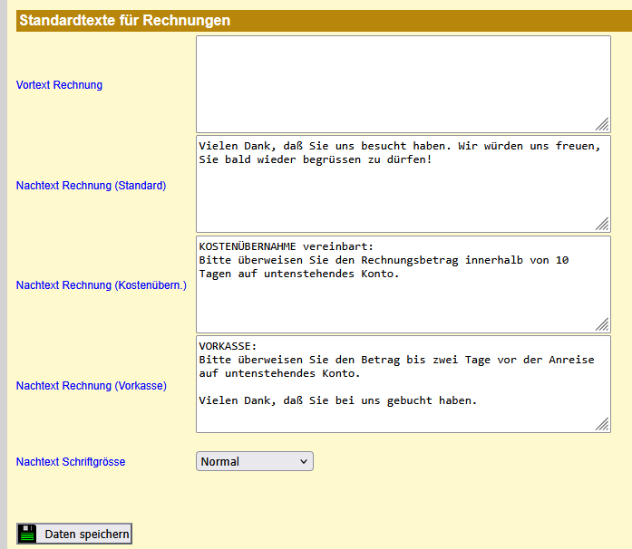 Hotelsoftware Grundeinstellungen