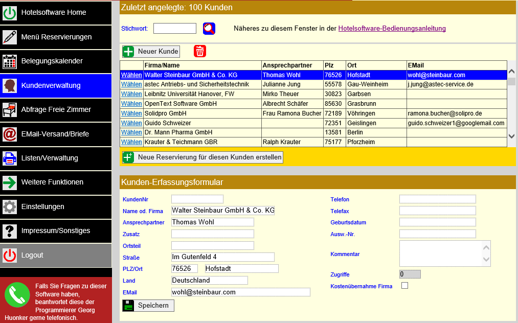 Hotelsoftware Kundenverwaltung 2