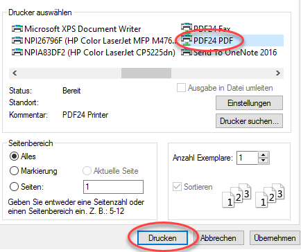 PDF24 PDF-Drucker