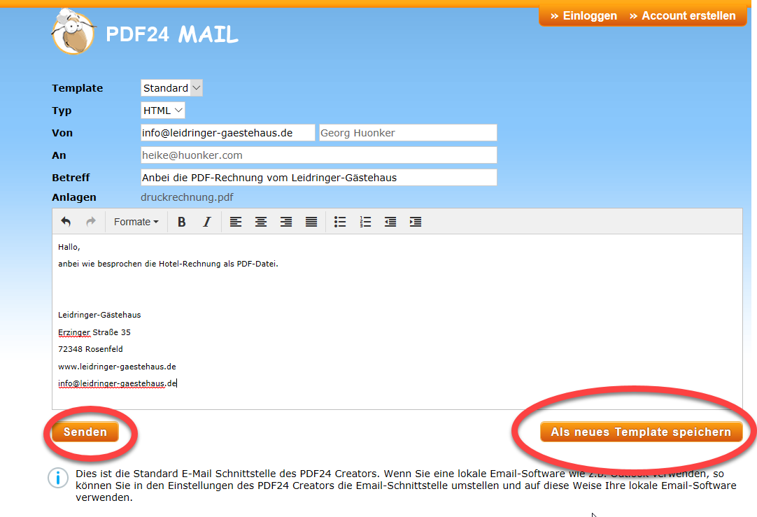 PDF24 EMail Versand