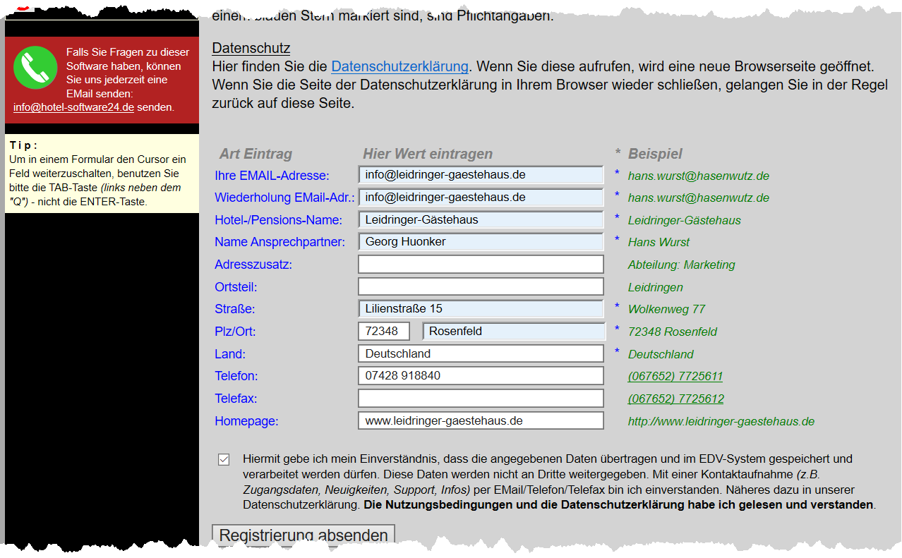 Hotelsoftware Registration