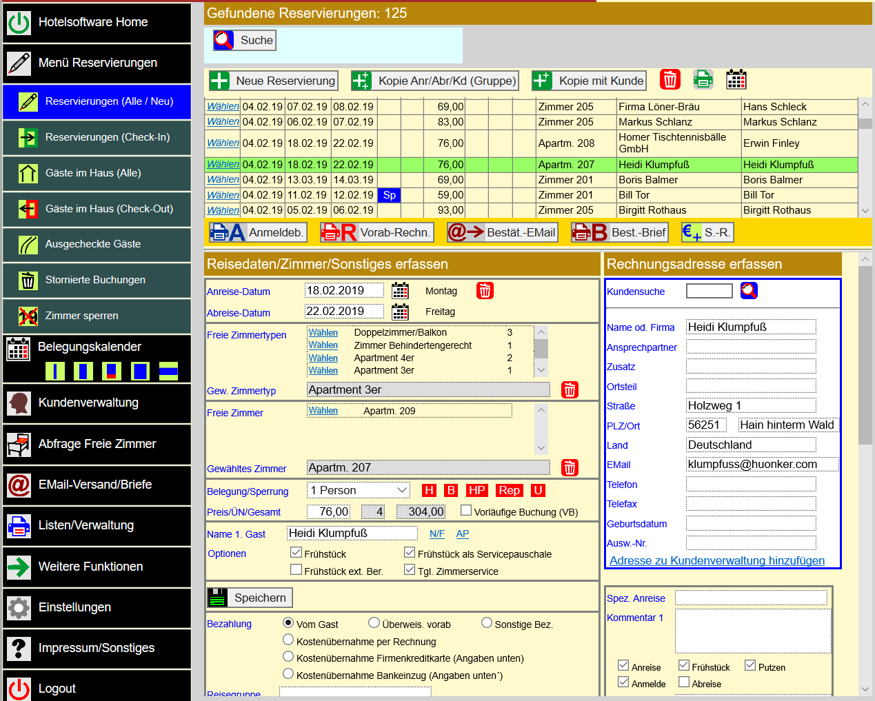 Hotelsoftware Reservierungen