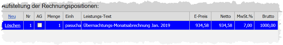 Monatsrechnung