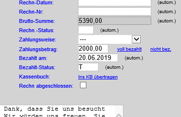 Anzahlung Sammelrechnung