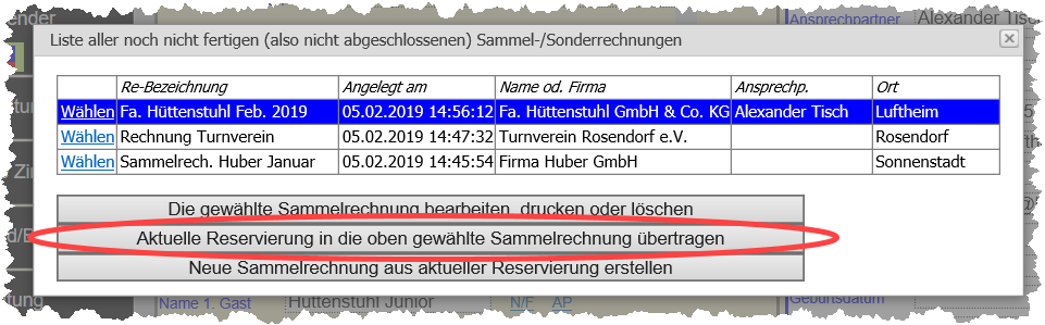 Sammelrechnung