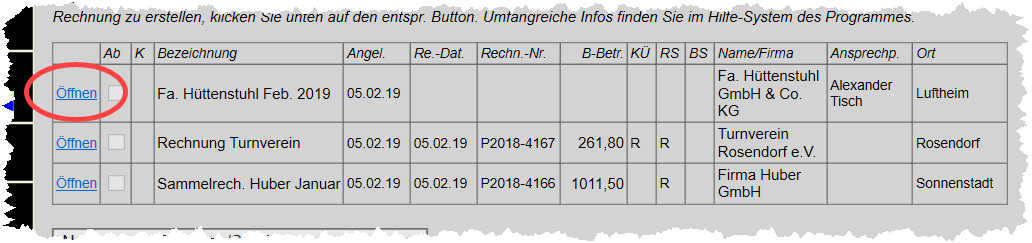 Sammelrechnung