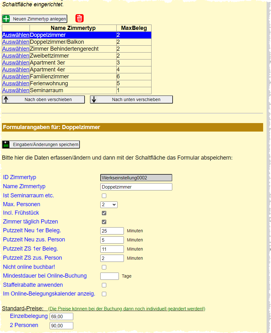 Hotelsoftware Zimmertypen